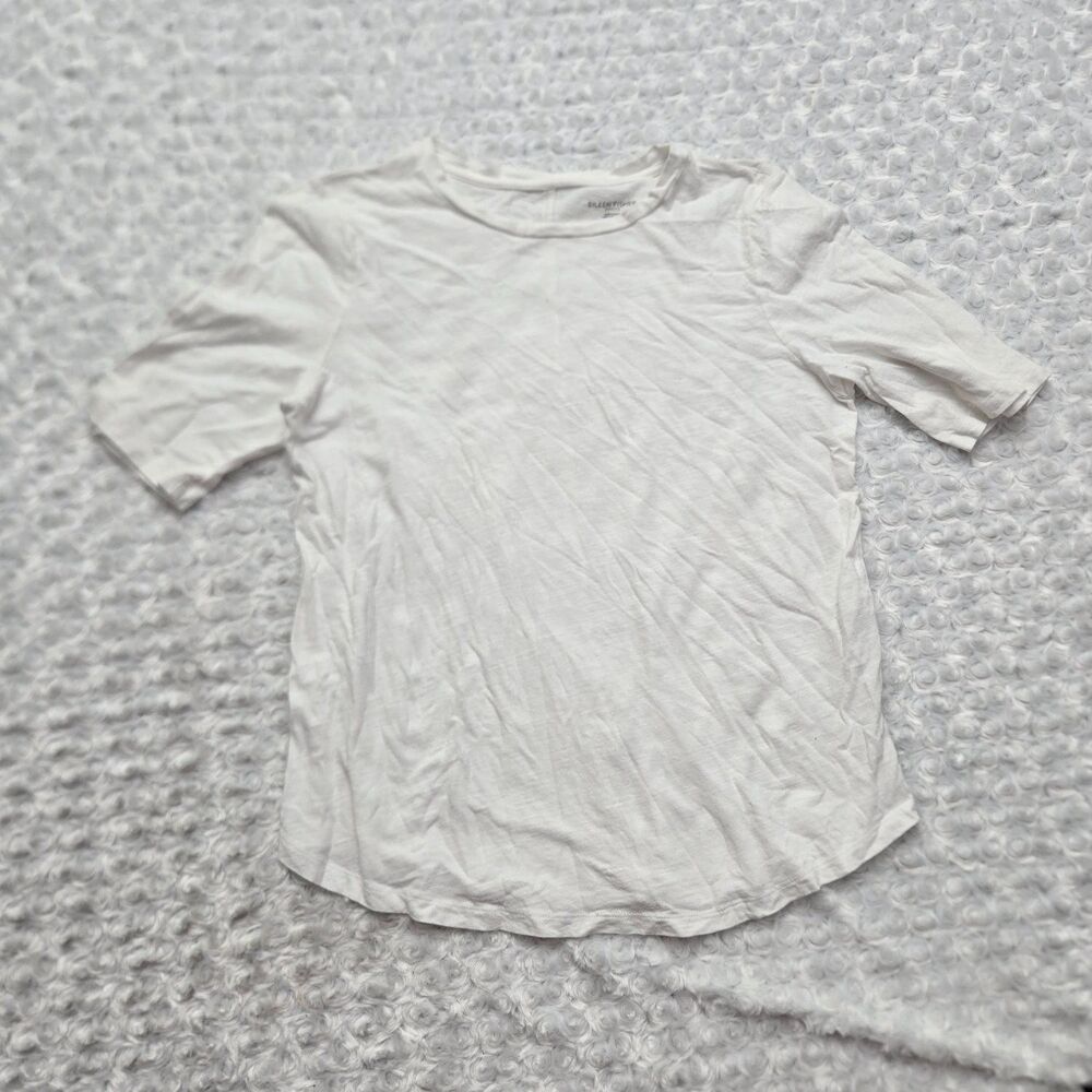 Eileen Fisher T-Shirt Womens White Crew Neck Short Sleeve Organic